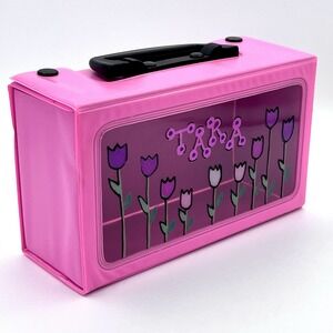 Vintage 80s 90s Vinyl Retro Hot Pink Carry Case Cassette Birthday TARA Vtg